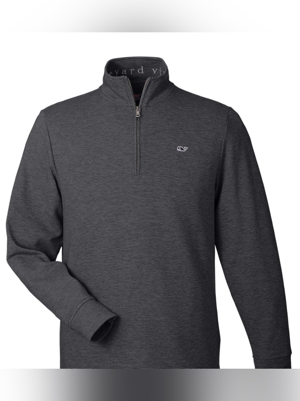 Vineyard Vines Men's Navy Blue 1/4 Zip Grey Trim with Cashmere Sweater - M